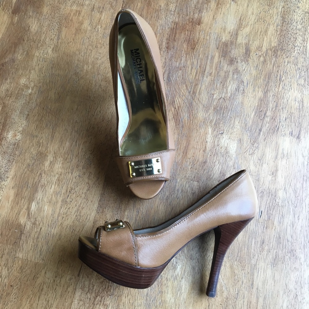 Michael Kors Tan Peep-Toe Heels
